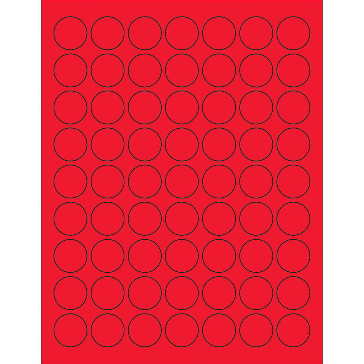 1" Fluorescent Red Circle Laser Labels