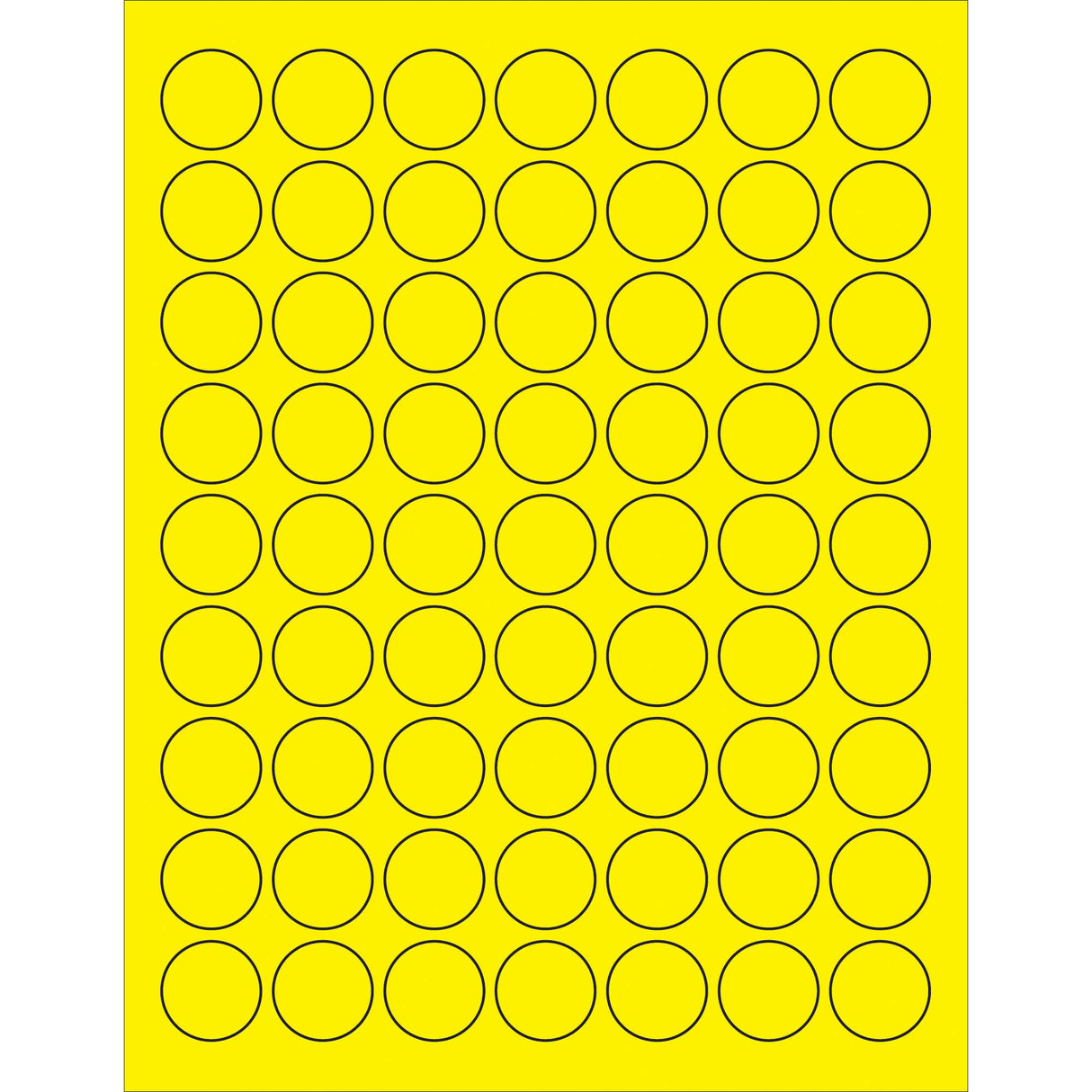 1" Fluorescent Yellow Circle Laser Labels