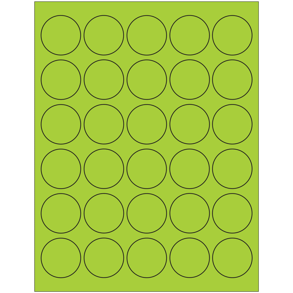 1 1/2" Fluorescent Green Circle Laser Labels