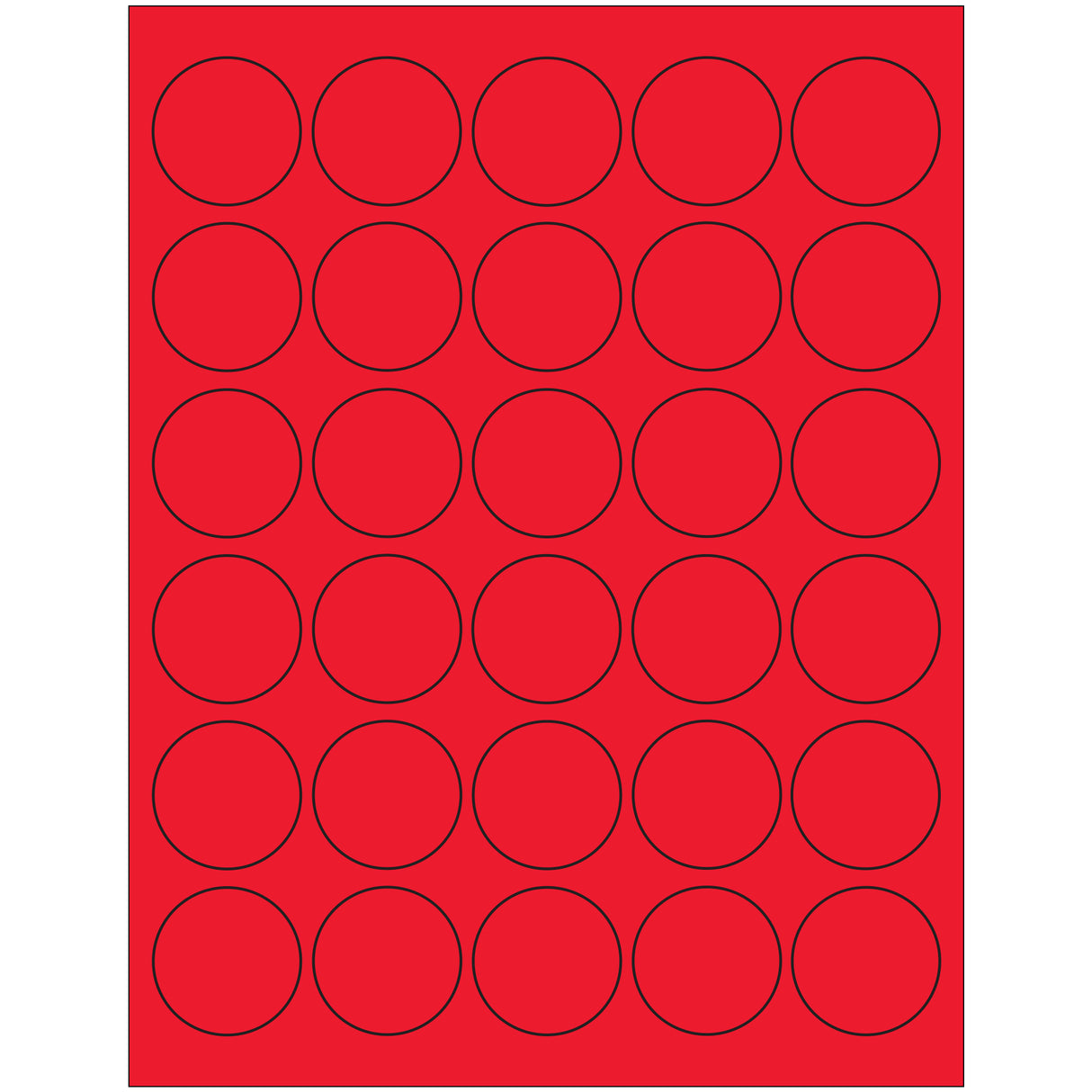 1 1/2" Fluorescent Red Circle Laser Labels