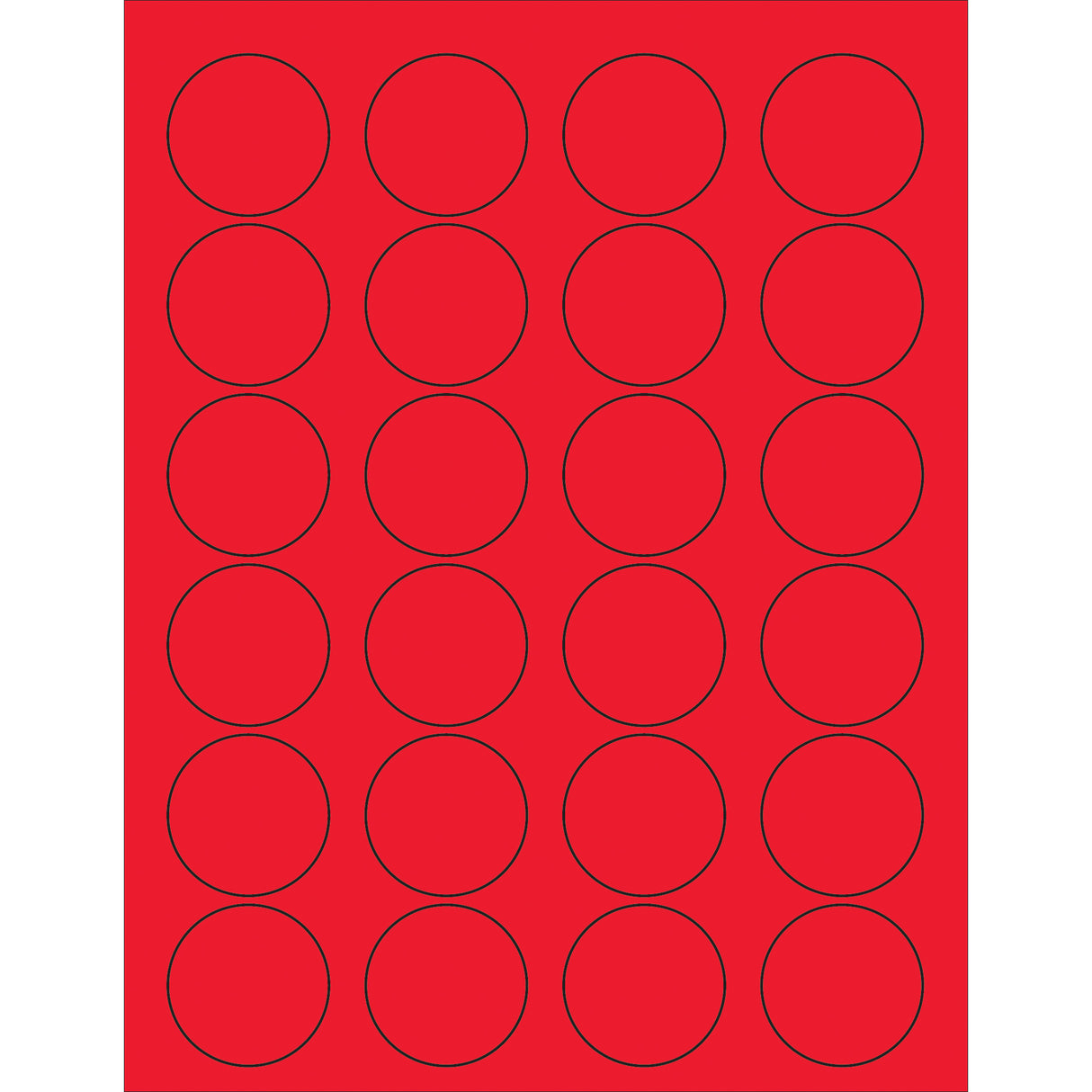 1 5/8" Fluorescent Red Circle Laser Labels