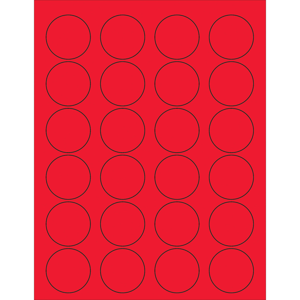 1 5/8" Fluorescent Red Circle Laser Labels