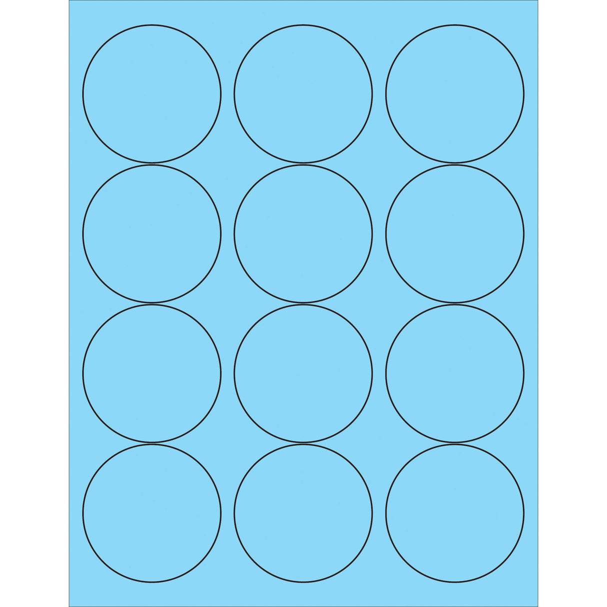 2 1/2" Fluorescent Pastel Blue Circle Laser Labels