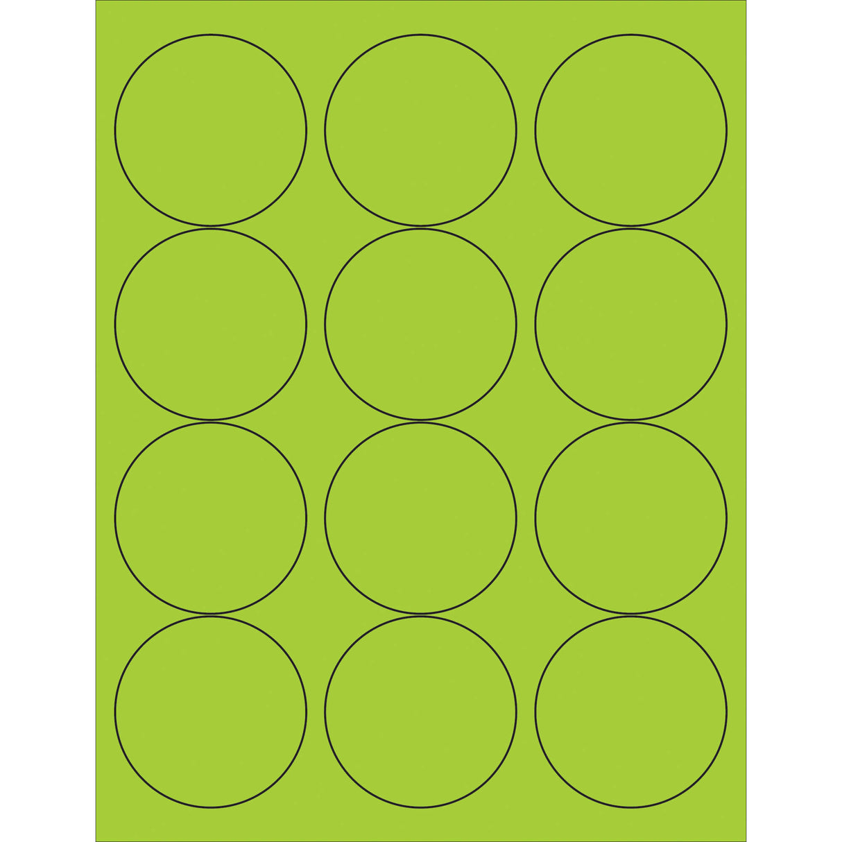 2 1/2" Fluorescent Green Circle Laser Labels