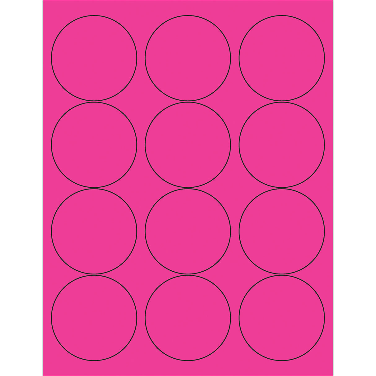 2 1/2" Fluorescent Pink Circle Laser Labels