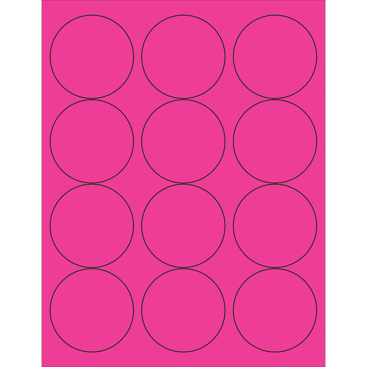 2 1/2" Fluorescent Pink Circle Laser Labels