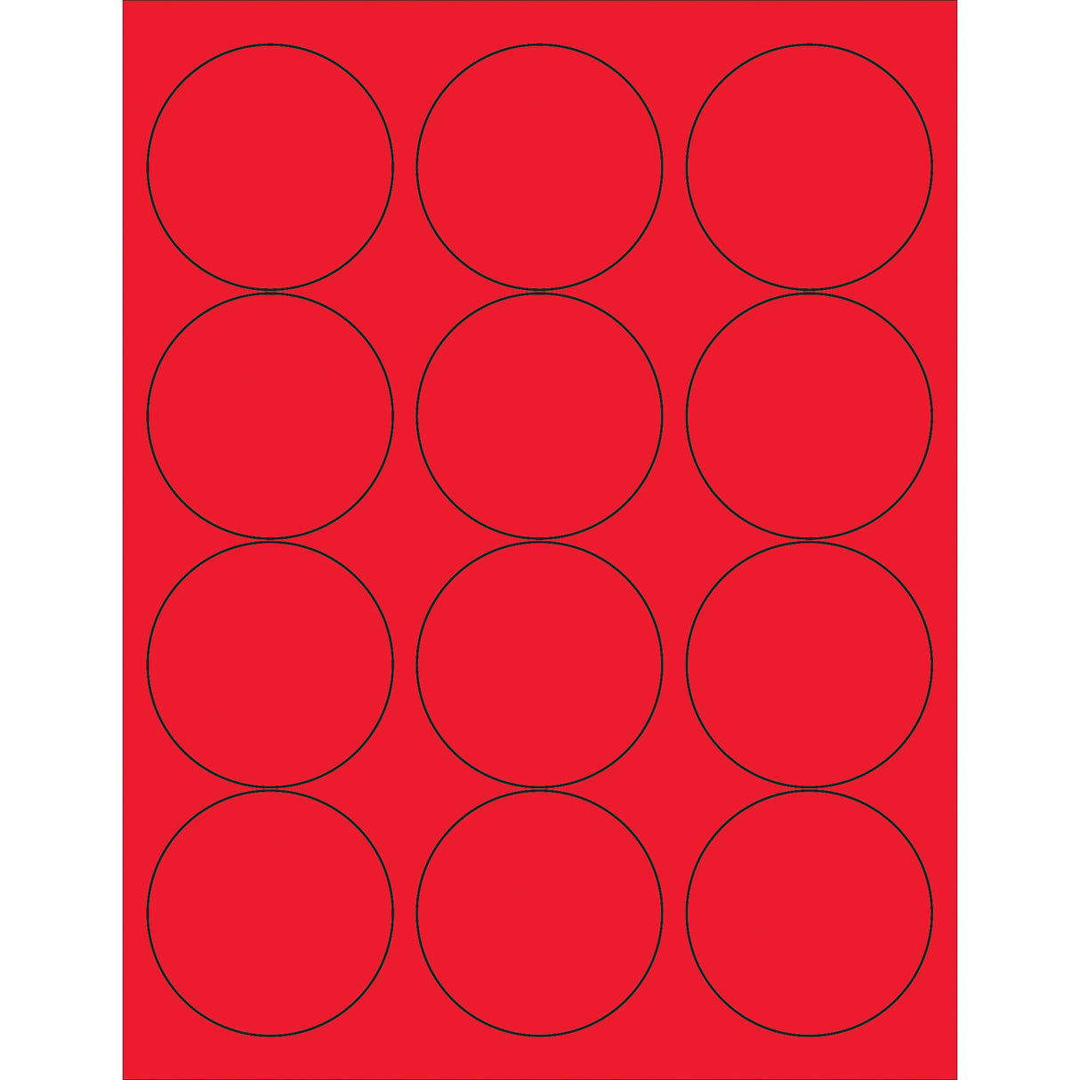 2 1/2" Fluorescent Red Circle Laser Labels