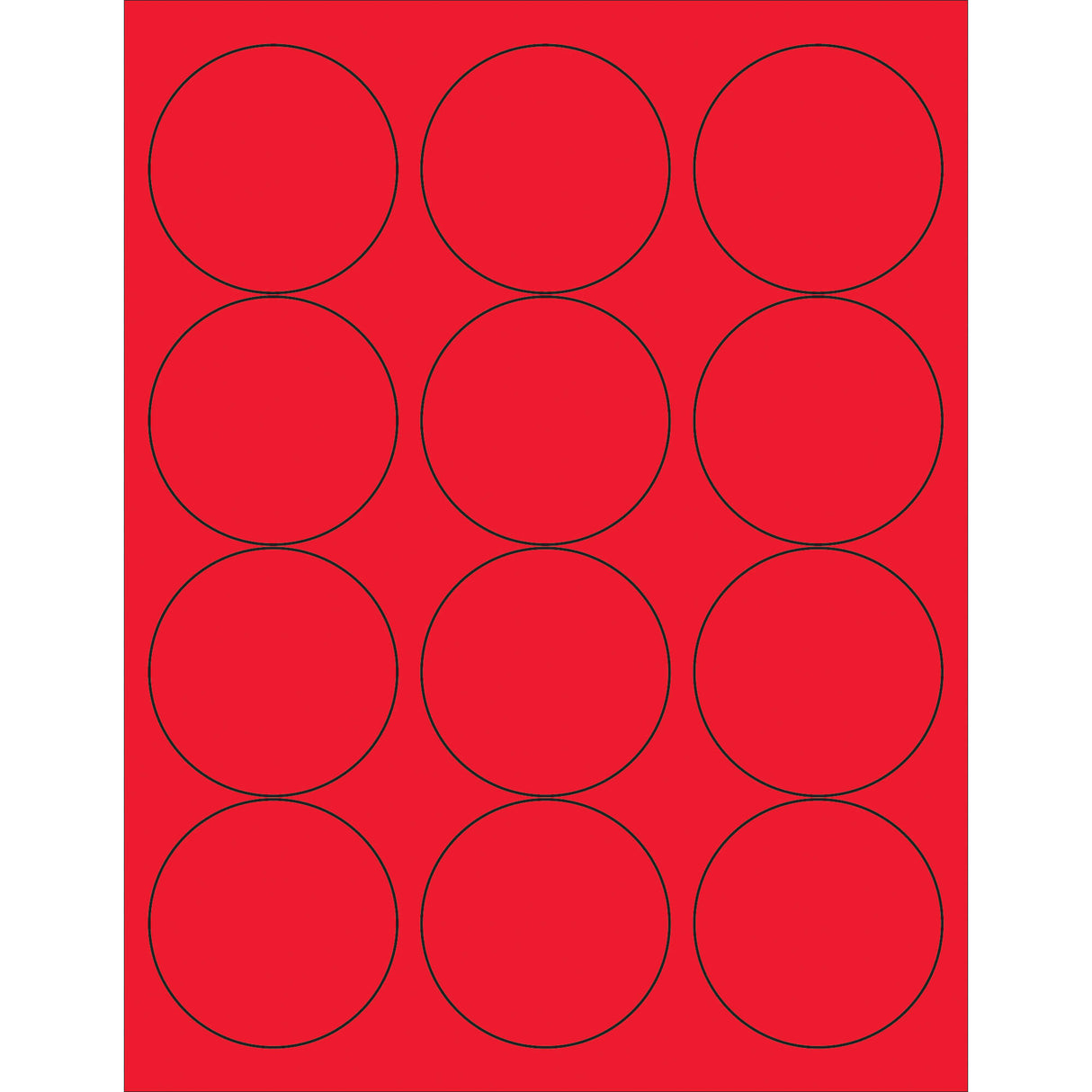 2 1/2" Fluorescent Red Circle Laser Labels