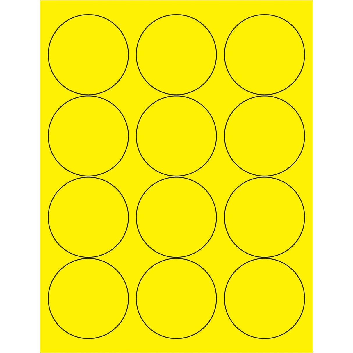2 1/2" Fluorescent Yellow Circle Laser Labels