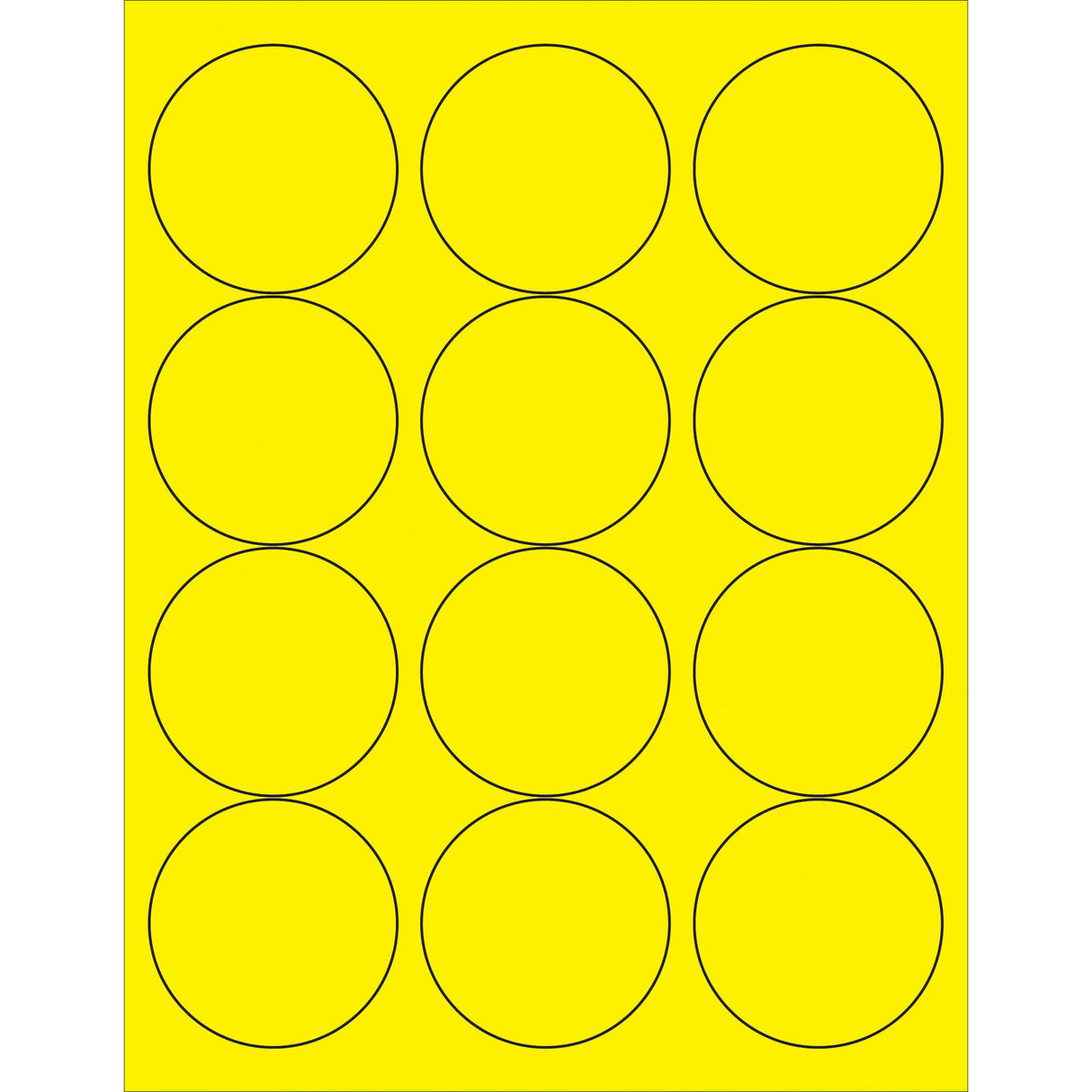 2 1/2" Fluorescent Yellow Circle Laser Labels