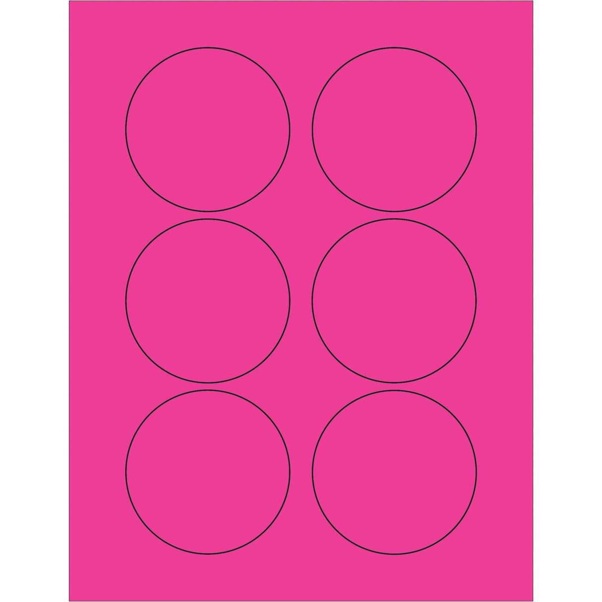 3" Fluorescent Pink Circle Laser Labels