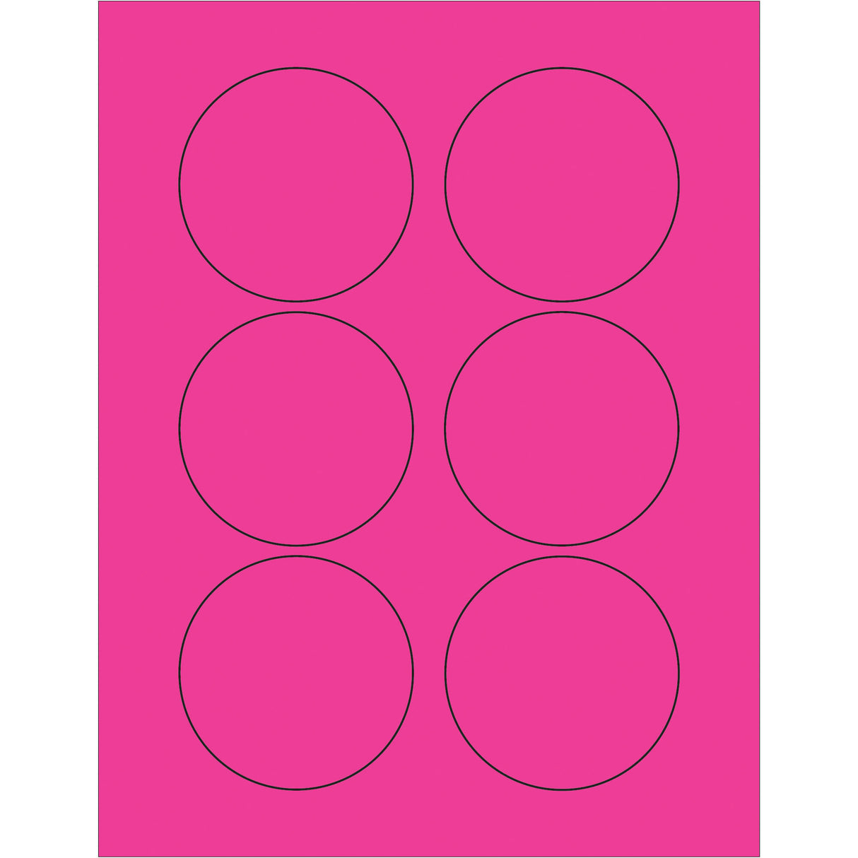 3" Fluorescent Pink Circle Laser Labels