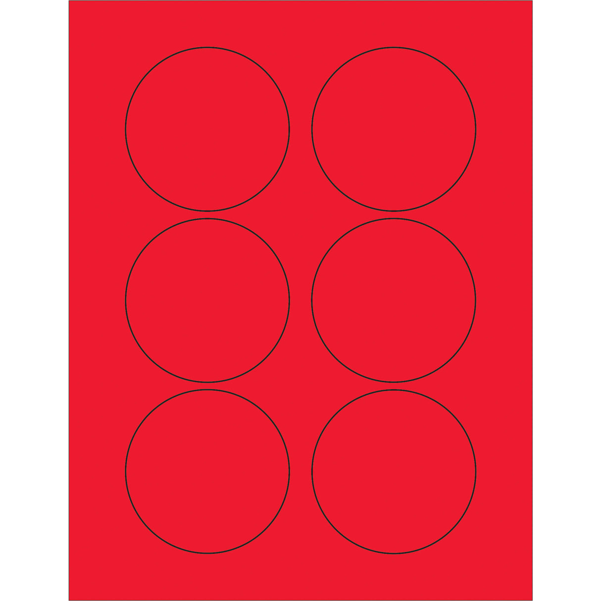 3" Fluorescent Red Circle Laser Labels