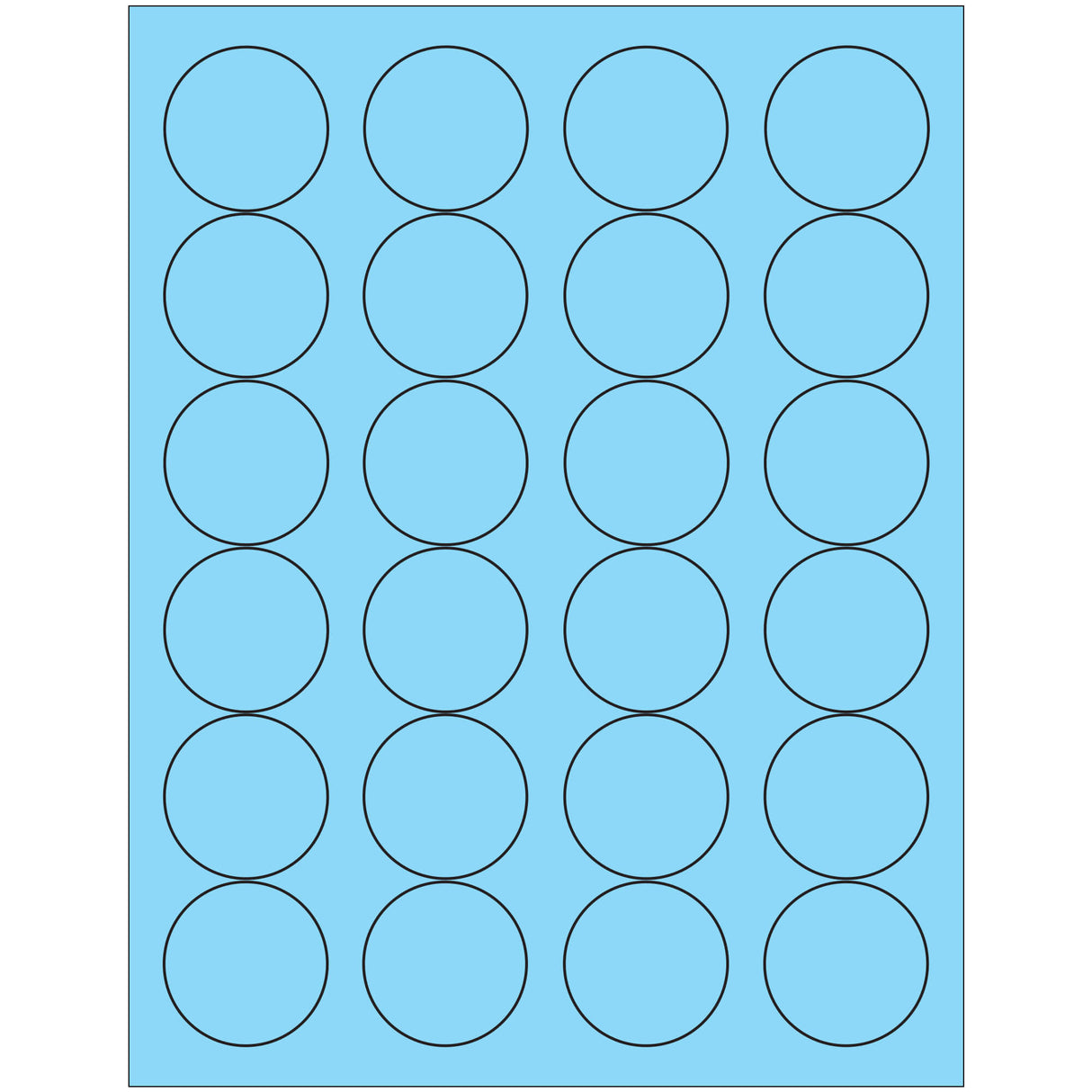 1 2/3" Fluorescent Pastel Blue Circle Laser Labels