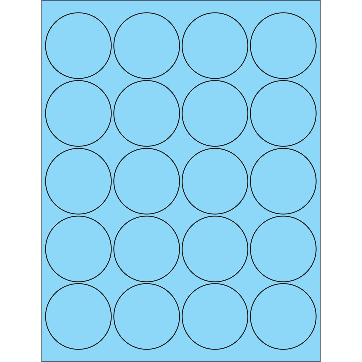 2" Fluorescent Pastel Blue Circle Laser Labels