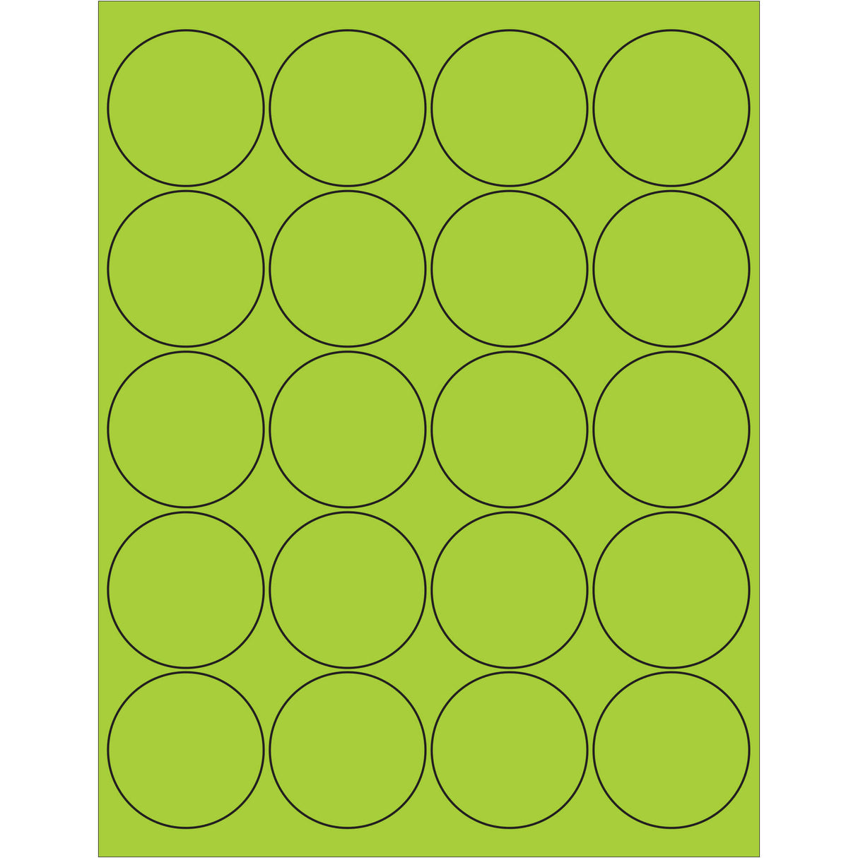 2" Fluorescent Green Circle Laser Labels