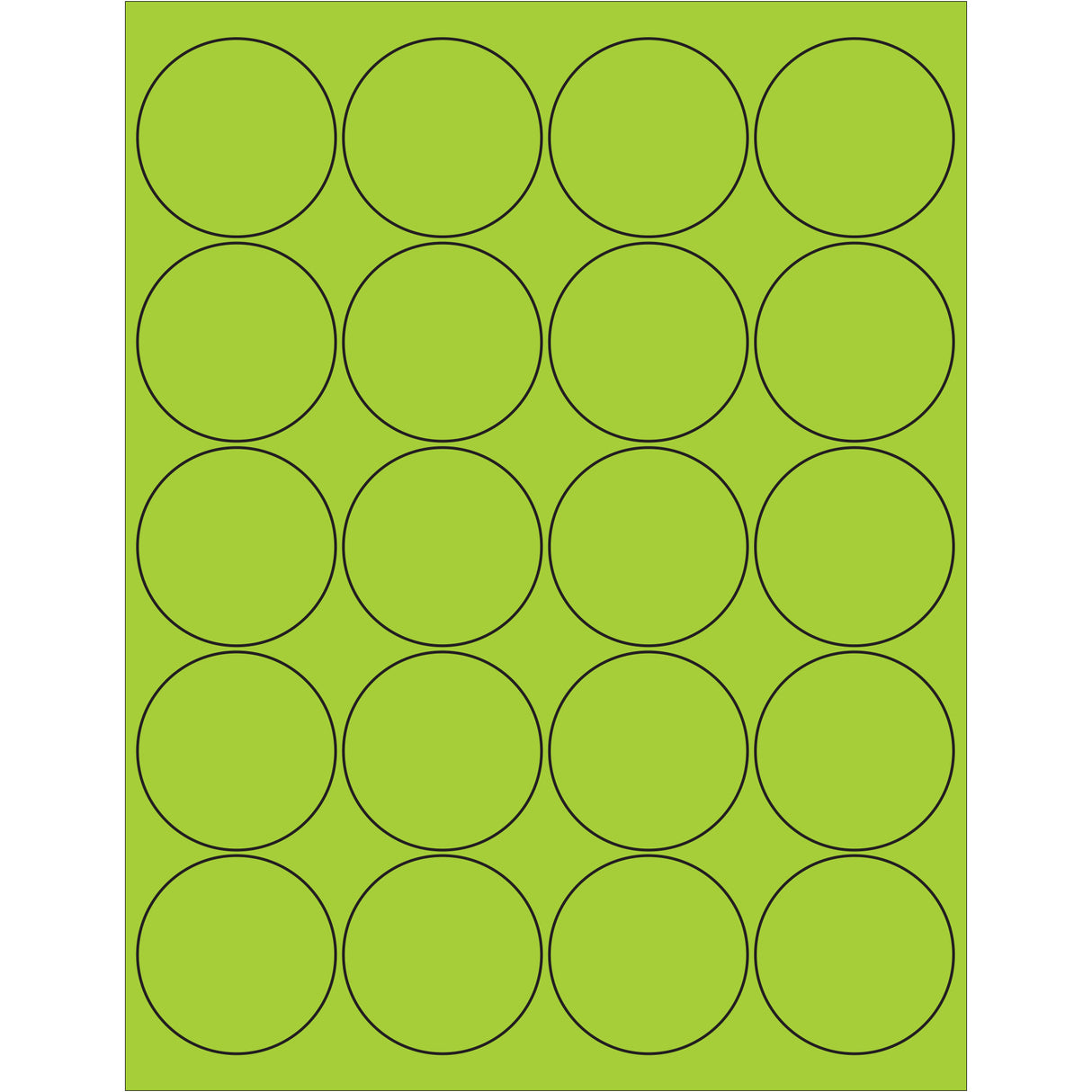 2" Fluorescent Green Circle Laser Labels