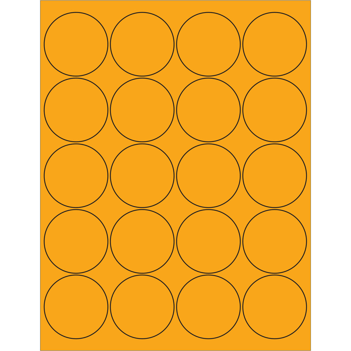 2" Fluorescent Orange Circle Laser Labels