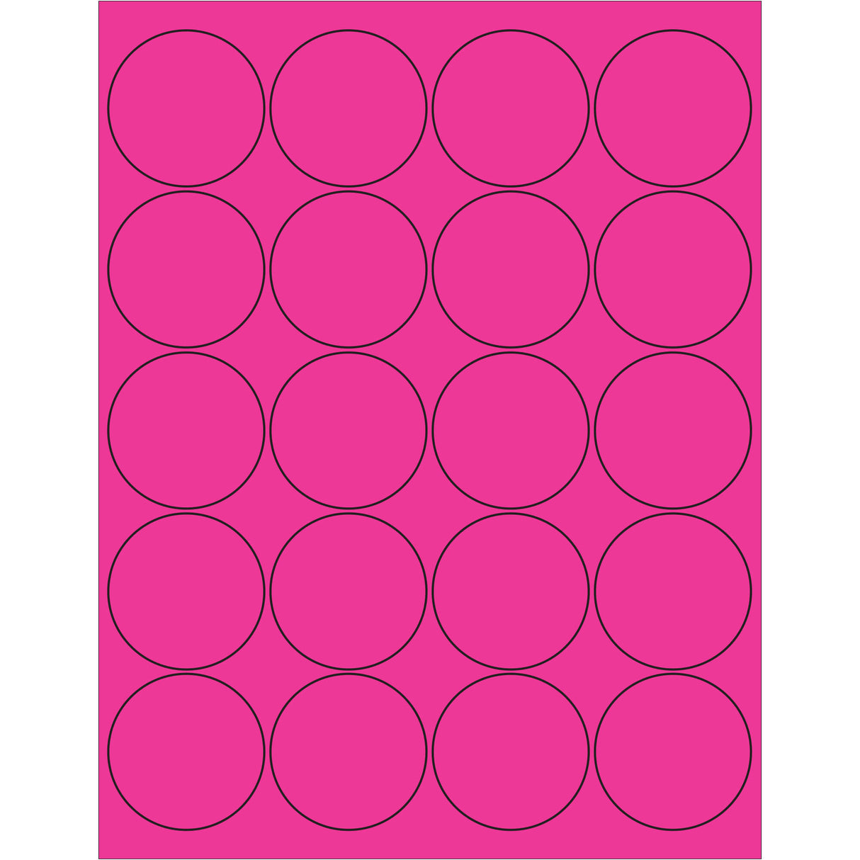 2" Fluorescent Pink Circle Laser Labels