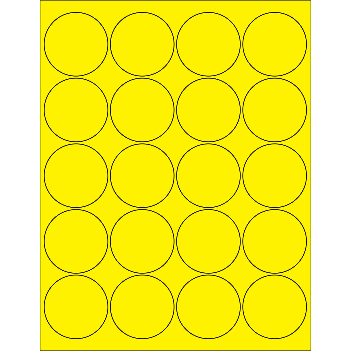 2" Fluorescent Yellow Circle Laser Labels
