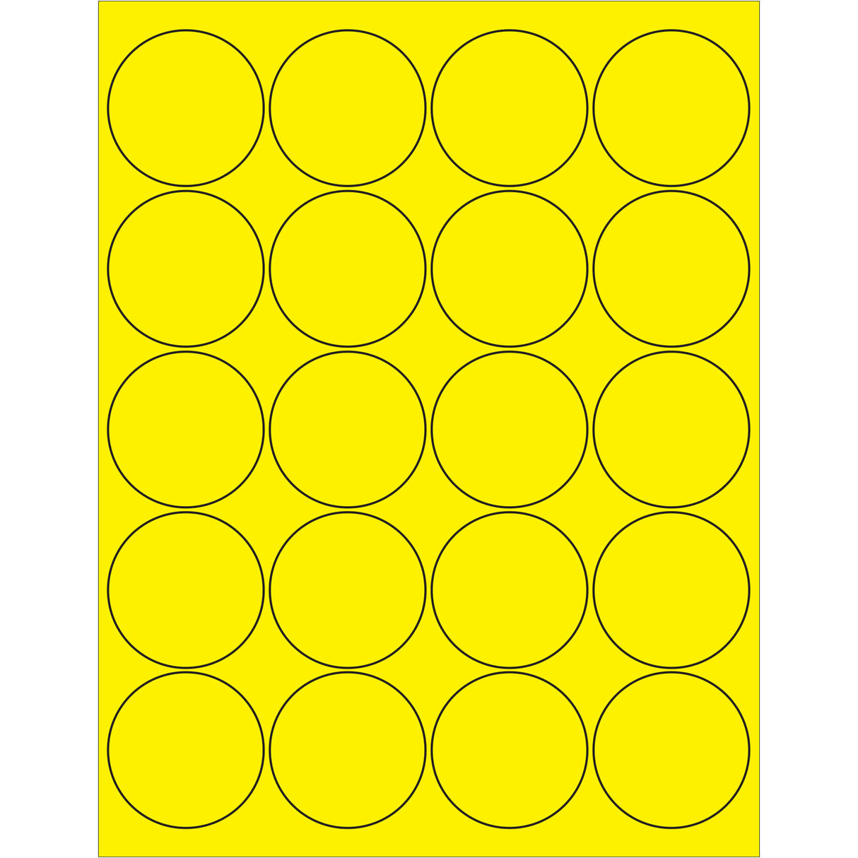 2" Fluorescent Yellow Circle Laser Labels