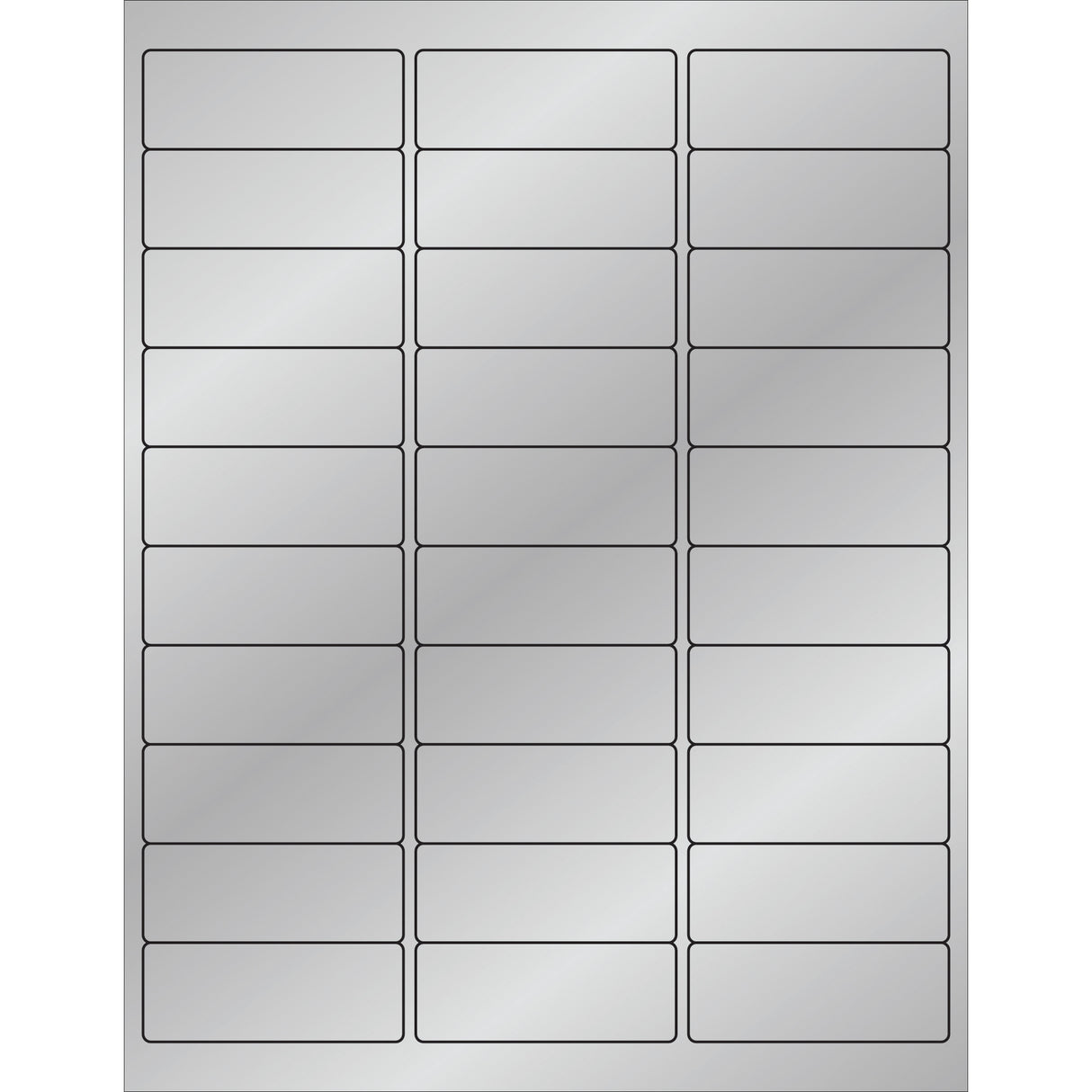 2 5/8 x 1" Silver Foil  Rectangle Laser Labels