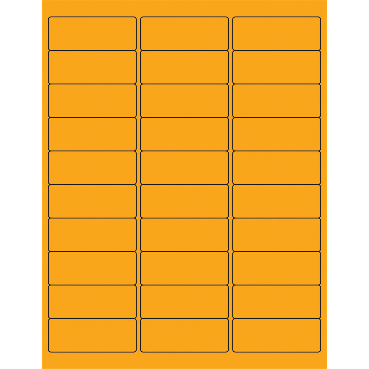2 5/8 x 1" Fluorescent Orange Removable Rectangle Laser Labels