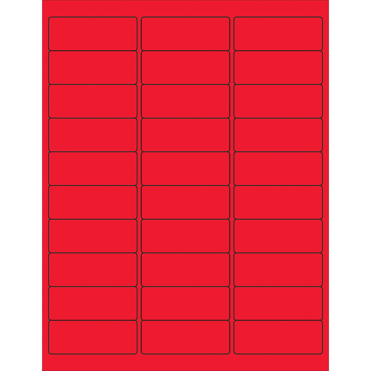 2 5/8 x 1" Fluorescent Red Removable Rectangle Laser Labels