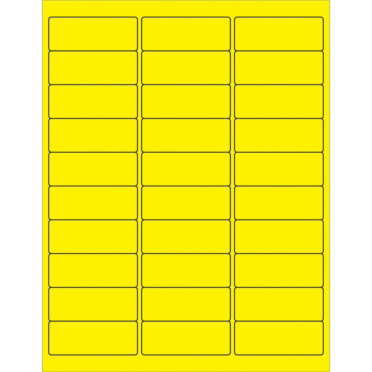 2 5/8 x 1" Fluorescent Yellow Removable Rectangle Laser Labels