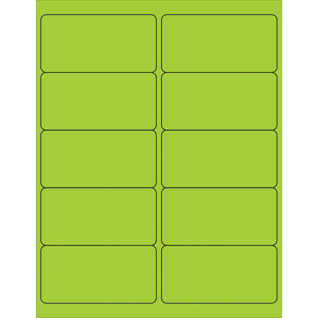 4 x 2" Fluorescent Green Removable Rectangle Laser Labels