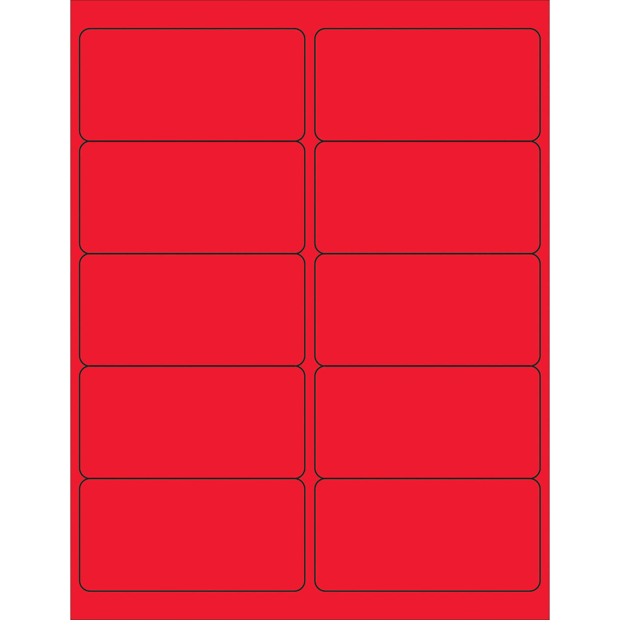 4 x 2" Fluorescent Red Removable Rectangle Laser Labels