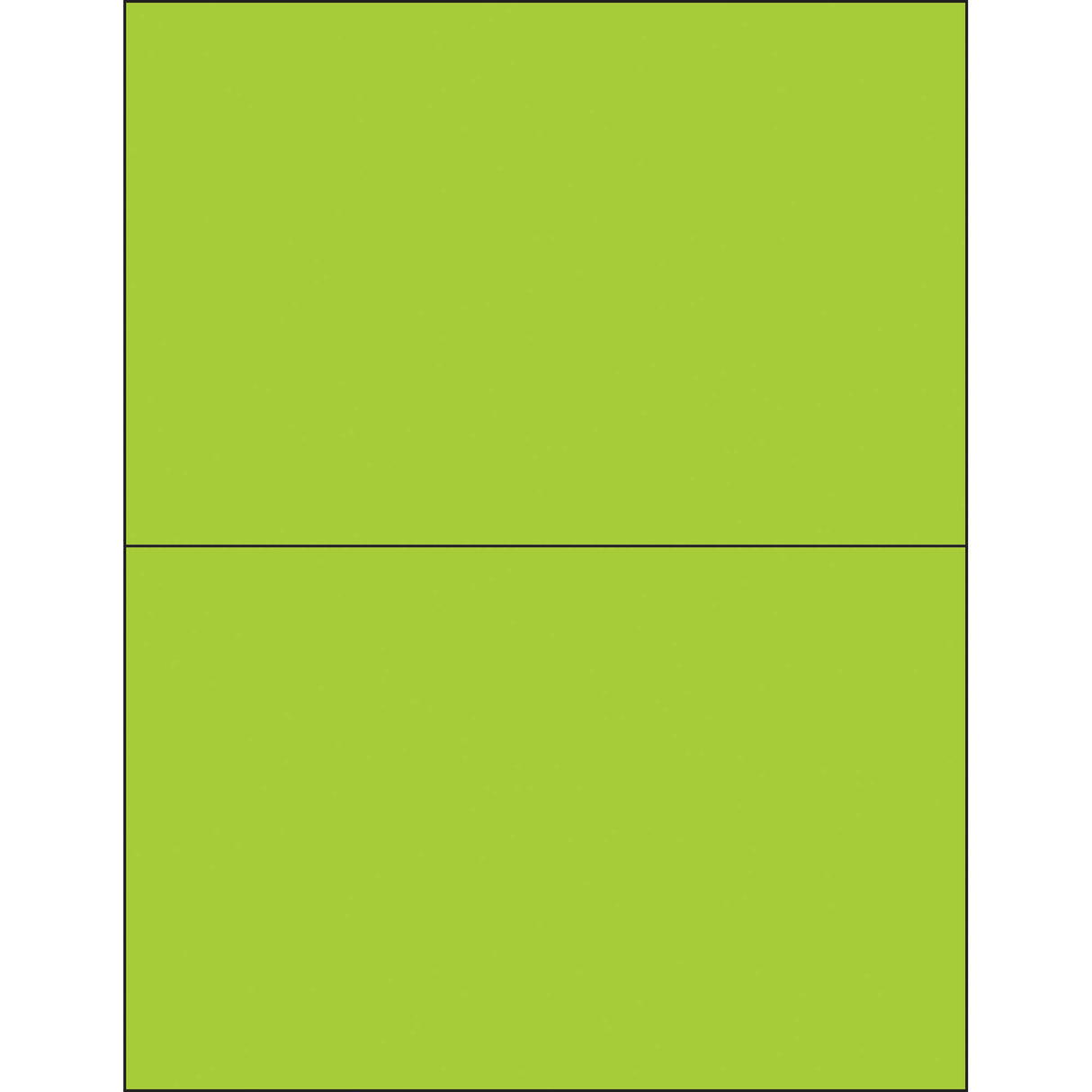 8 1/2 x 5 1/2" Fluorescent Green Removable Rectangle Laser Labels