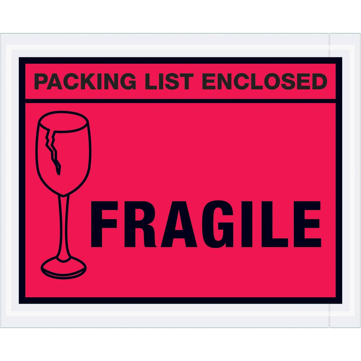 4 1/2 x 5 1/2" Red "Packing List Enclosed - Fragile" Envelopes