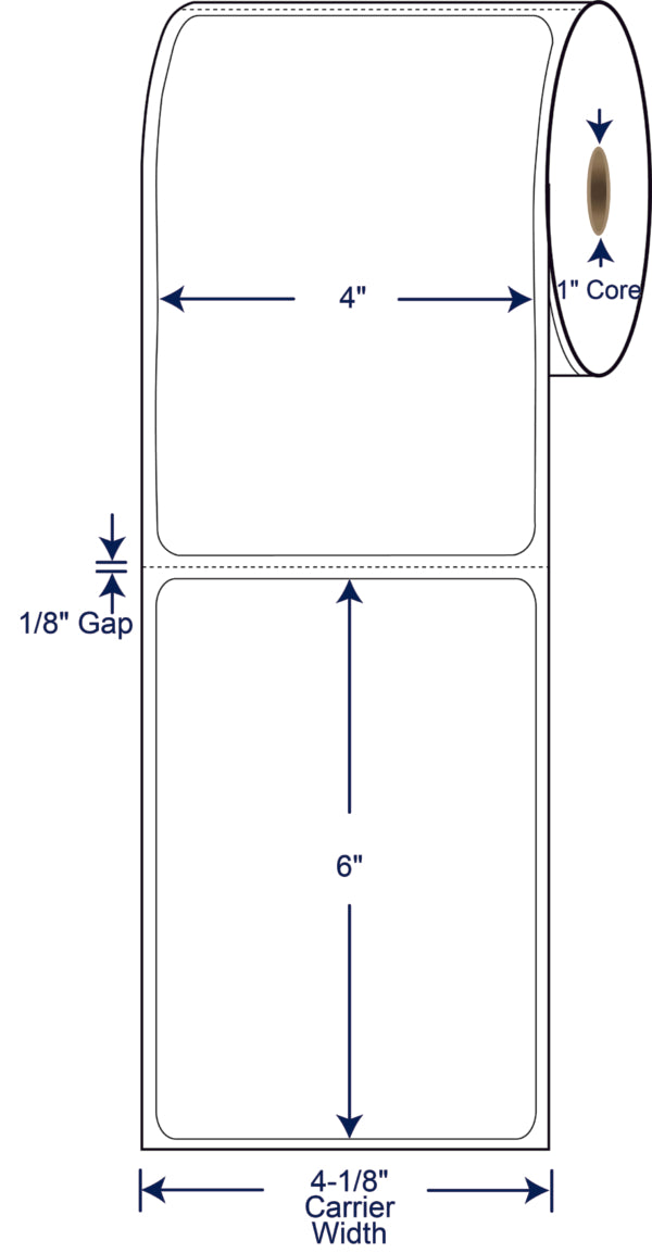 Case of 4 X 6 Direct thermal label on a 1" core 250/roll
