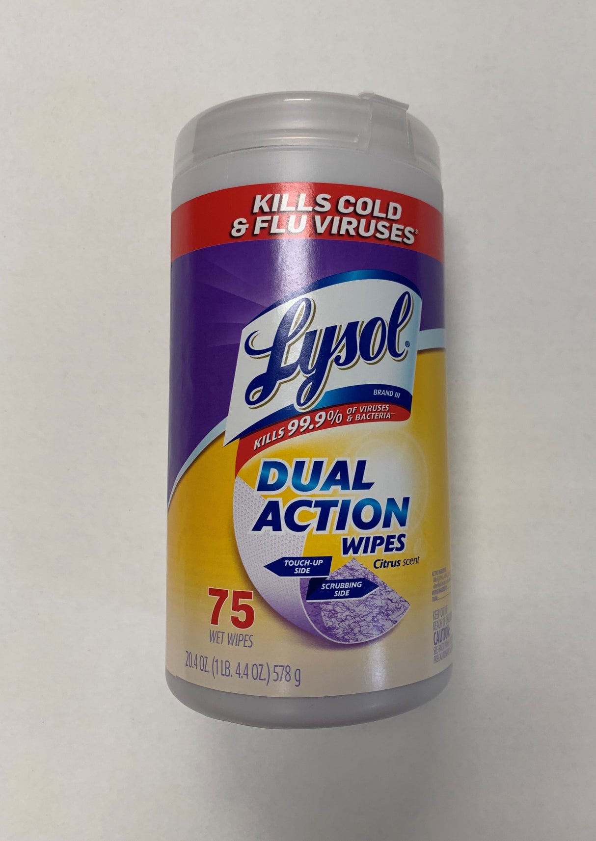 OUT OF STOCK Lysol Dual Action 75/Case Limit 2