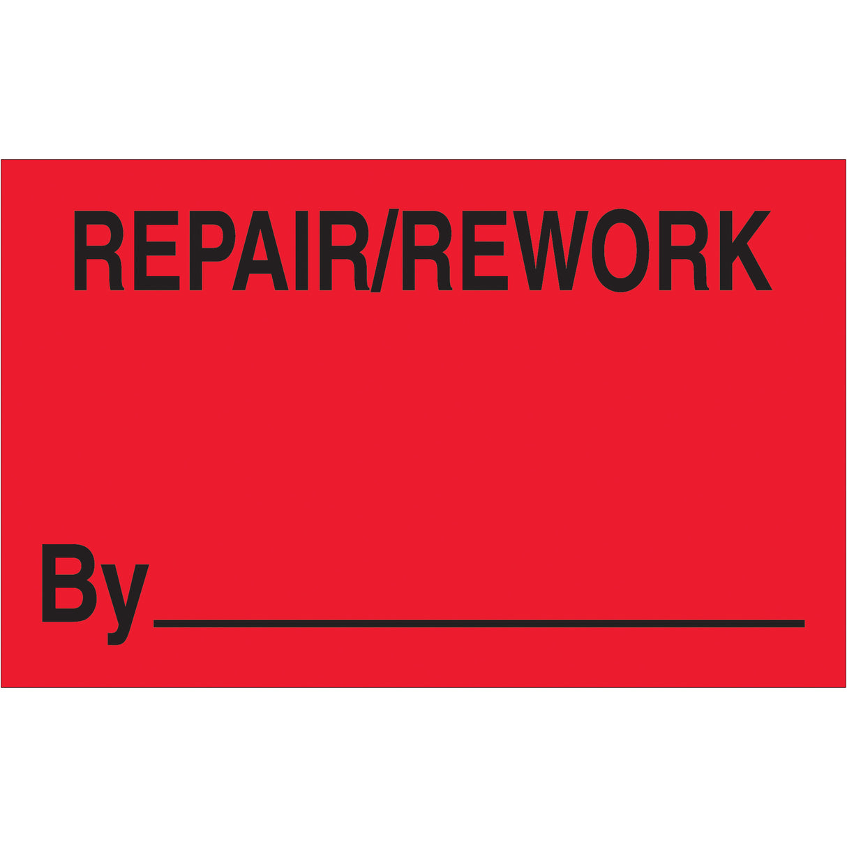 1 1/4 x 2" - "Repair/Rework By" (Fluorescent Red) Labels