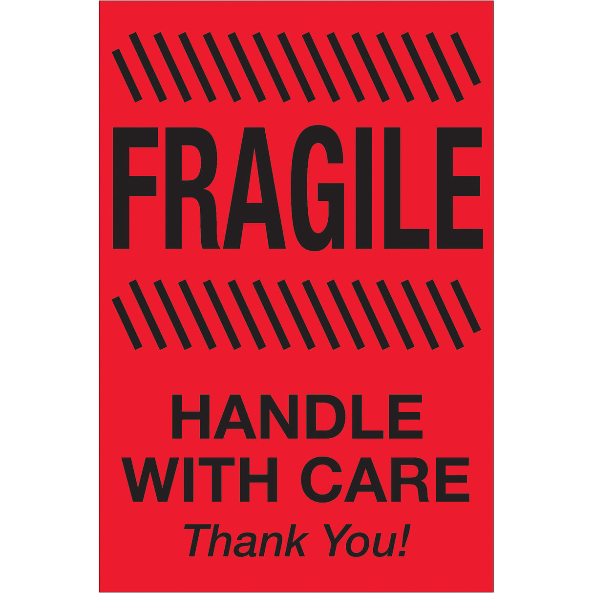 4 x 6" - "Fragile - Handle With Care" (Fluorescent Red) Labels