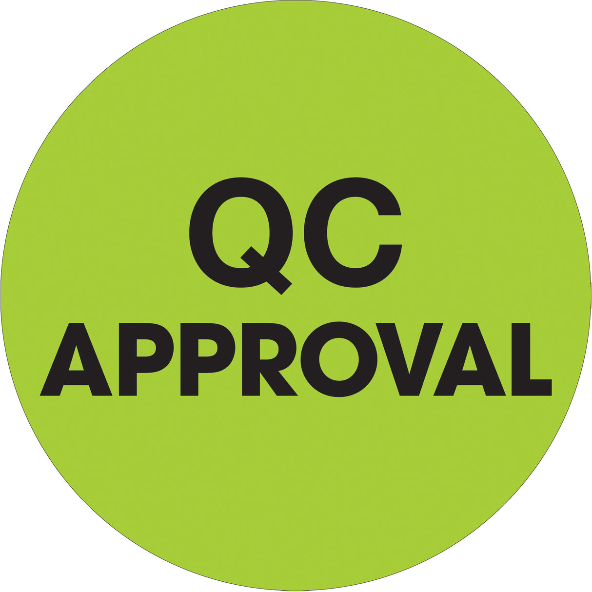 1" Circle - "QC Approval" Fluorescent Green Labels