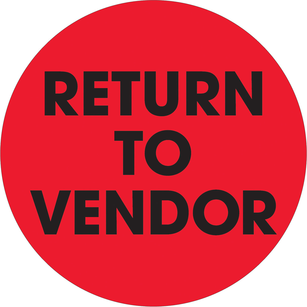 2" Circle - "Return To Vendor" Fluorescent Red Labels
