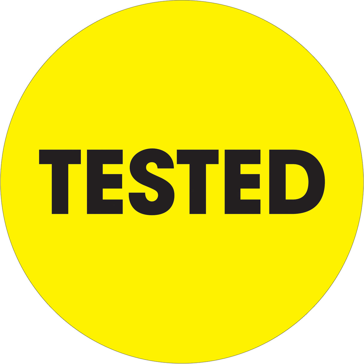2" Circle - "Tested" Fluorescent Yellow Labels