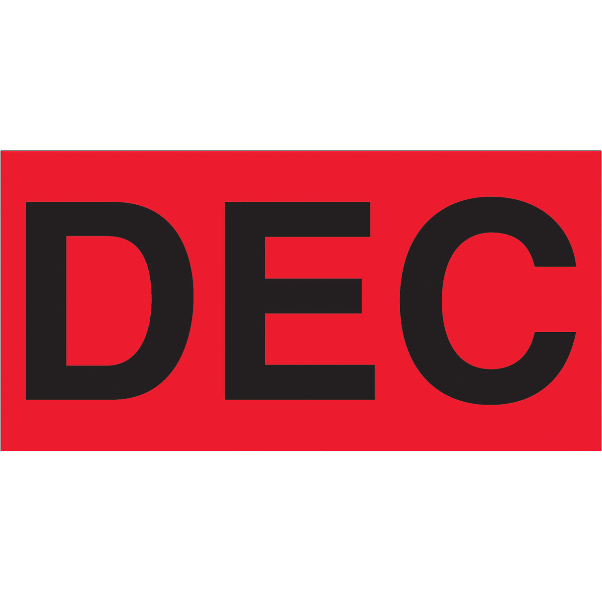 3 x 6" - "DEC" (Fluorescent Red) Months of the Year Labels