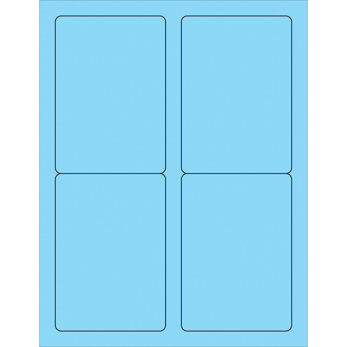 3 1/2 x 5" Fluorescent Pastel Blue Rectangle Laser Labels