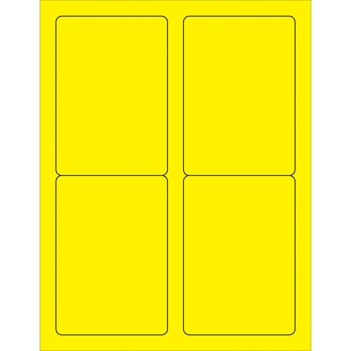 3 1/2 x 5" Fluorescent Yellow Rectangle Laser Labels