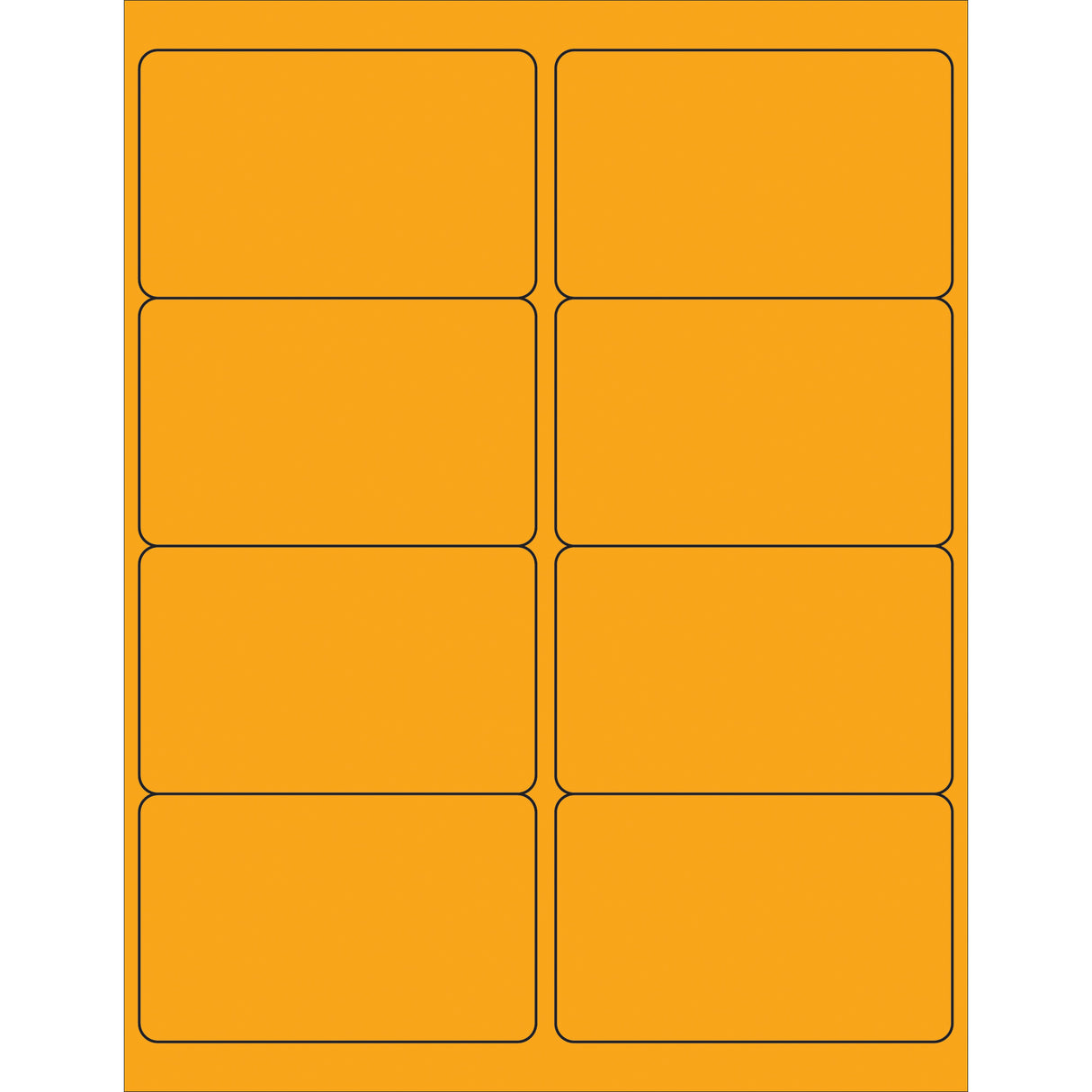 4 x 2 1/2" Fluorescent Orange Rectangle Laser Labels