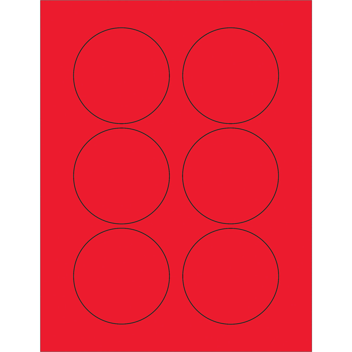3" Fluorescent Red Circle Laser Labels