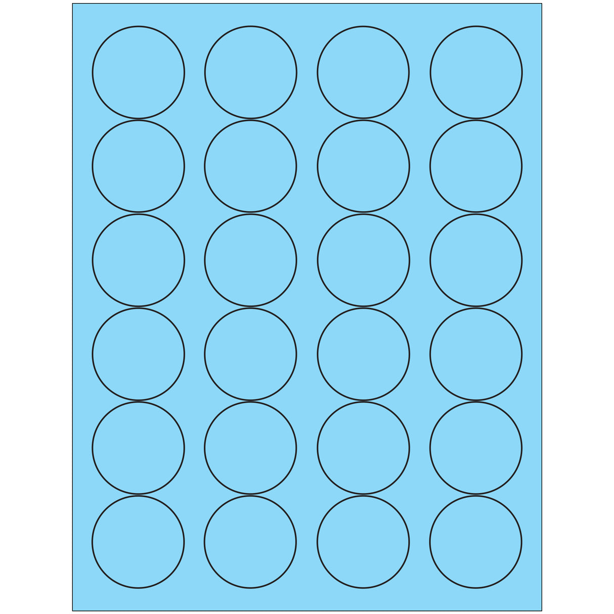 1 2/3" Fluorescent Pastel Blue Circle Laser Labels