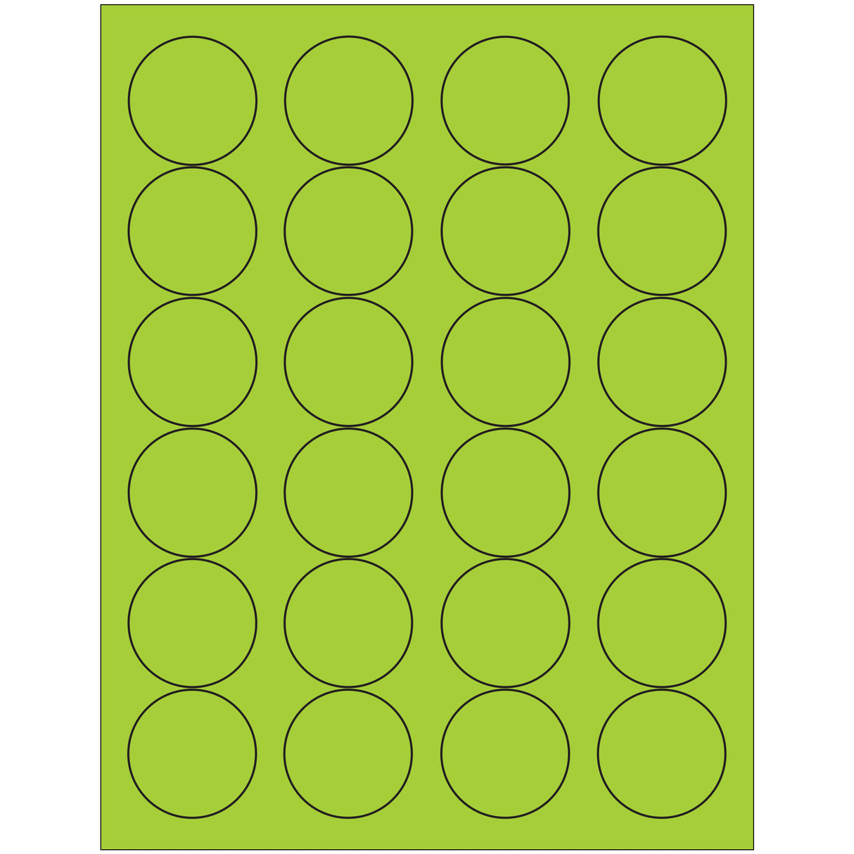 1 2/3" Fluorescent Green Circle Laser Labels