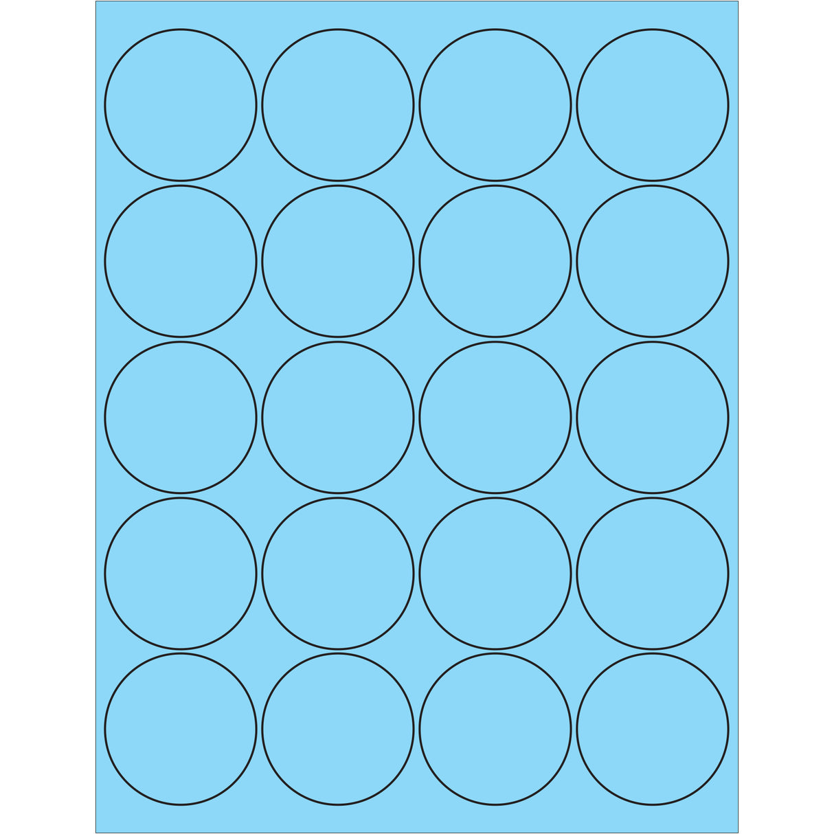 2" Fluorescent Pastel Blue Circle Laser Labels