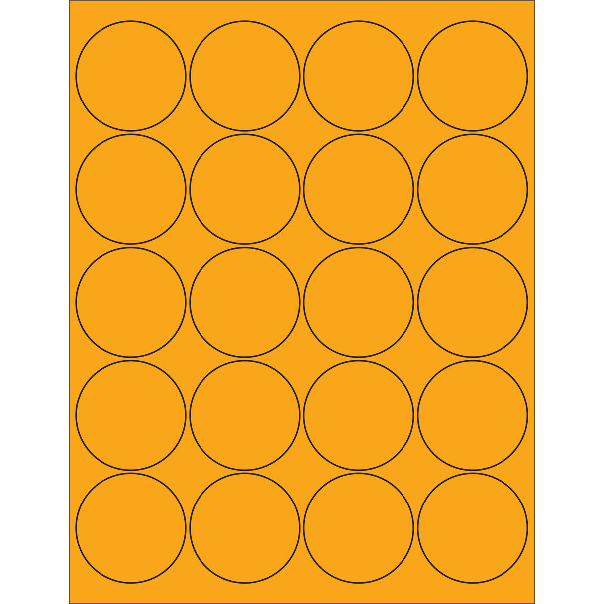 2" Fluorescent Orange Circle Laser Labels