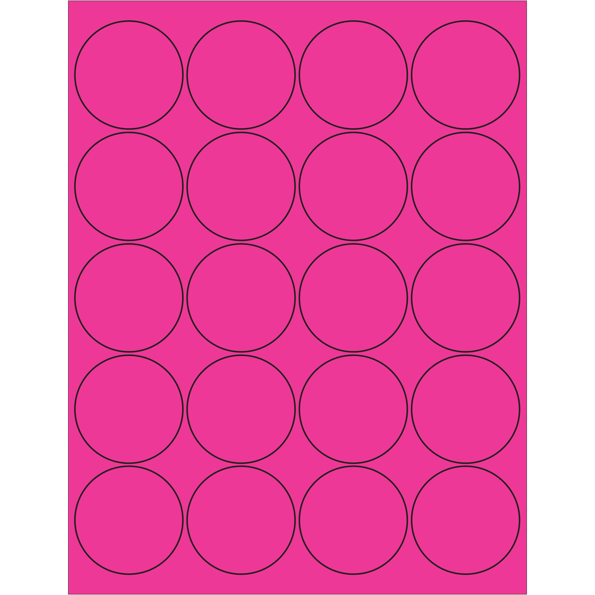 2" Fluorescent Pink Circle Laser Labels